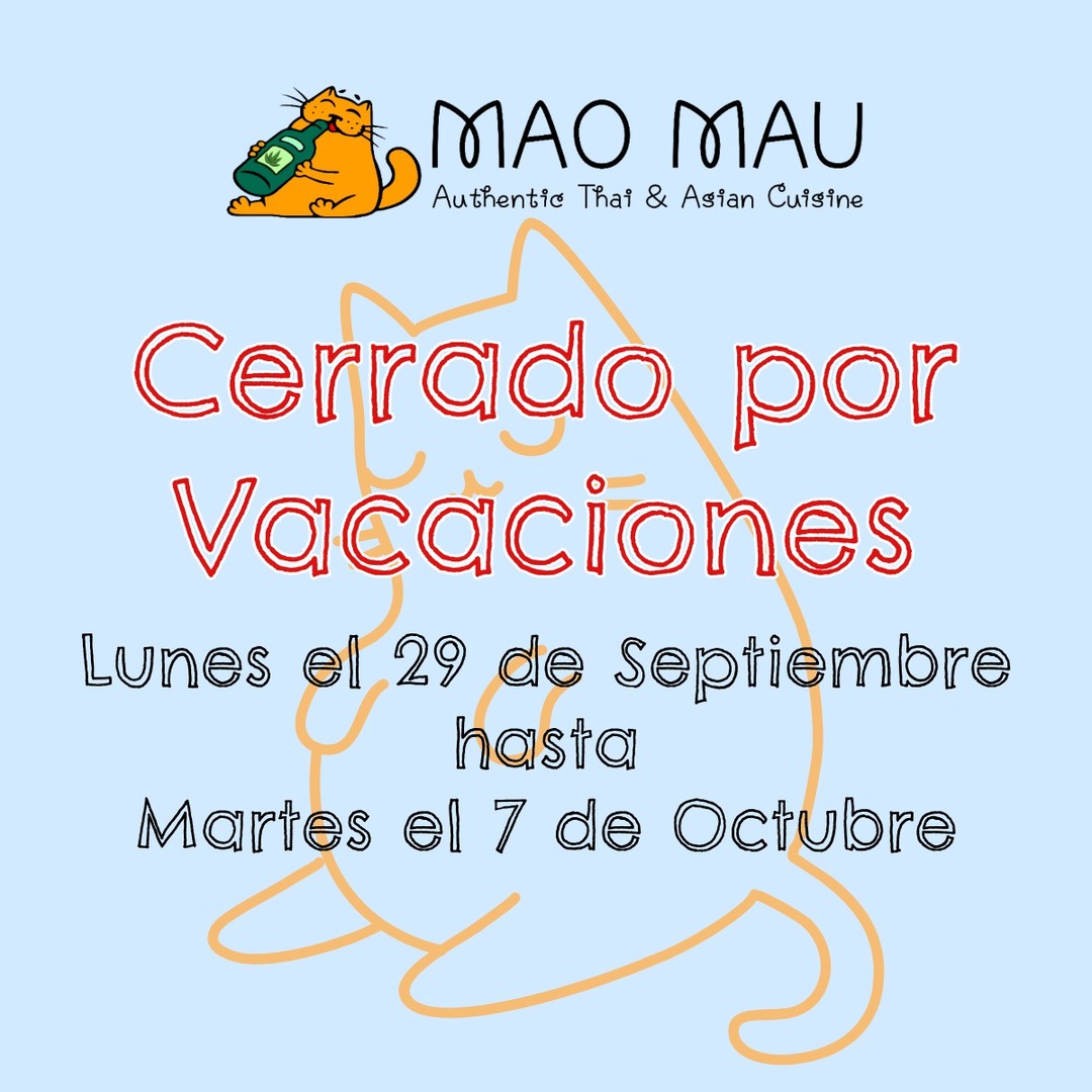 Volveremos miercoles, el 8 de octubre 😊
We will close for vacation between Monday, September 29 & Tuesday October 7th, 2025. Back on Wednesday, October 8 😺
